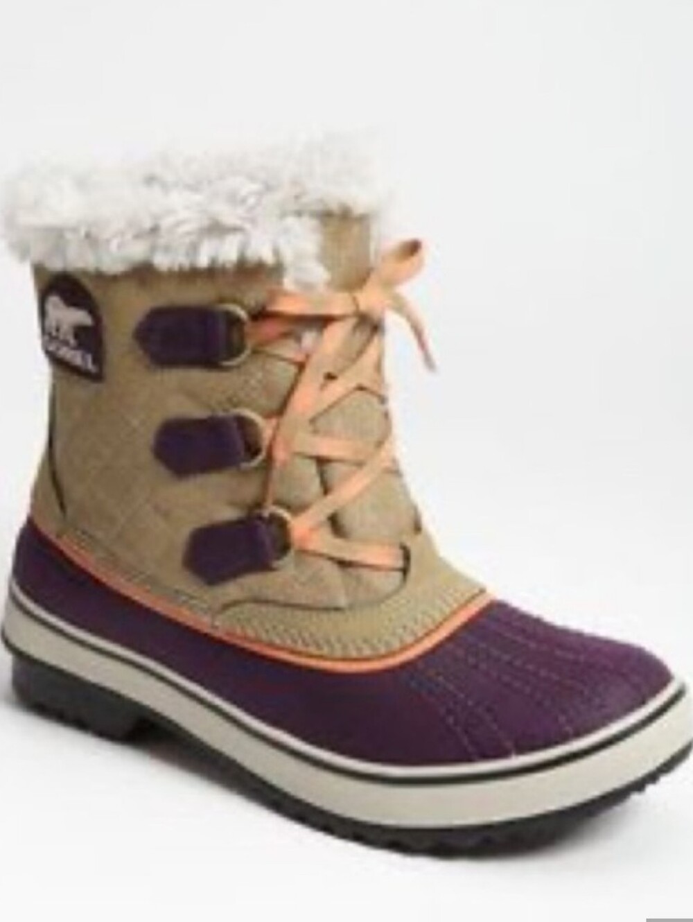 Sorel Tivoli Tan and Purple Winter Boots - Insulated Lace-Up